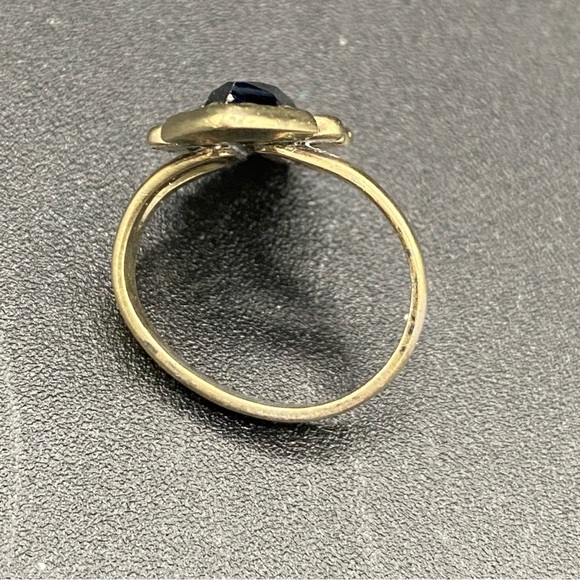 Art Deco Hematite and Brass Vintage Marquise Style Ring Silver Size 5.5Rare - Picture 14 of 16